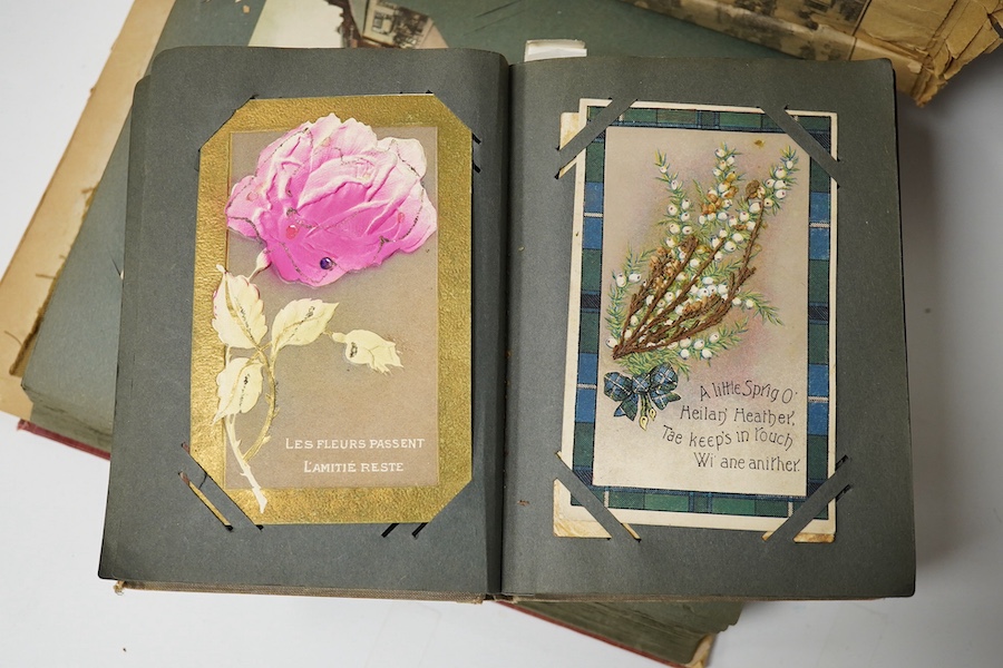 Two late 19th century early 20th century postcard albums. Condition - variable